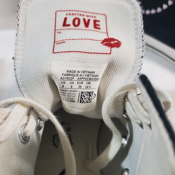 Converse Black and Pink Heart High-Top Sneakers - Picture 6 of 7